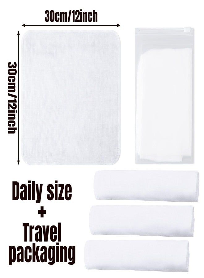 Velmitten 12 Pcs Individually Wrapped Facial Cleansing Muslin Cloths Travel Size Face Cotton Cloths Reusable Makeup Remover Wipes Exfoliating Muslin Washcloths for Skin Care(White) - Image 3